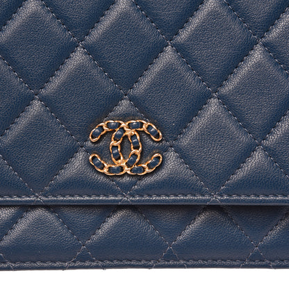 Chanel Goatskin Quilted 19 Wallet On Chain WOC Blue 9 of 14