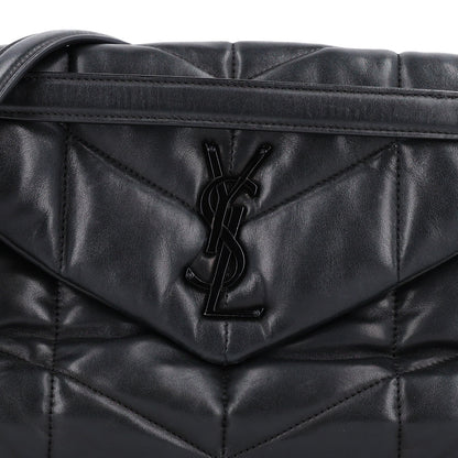 Saint Laurent Lambskin Quilted Monogram Monochrome Small Loulou Puffer Chain Satchel Black 9 of 11