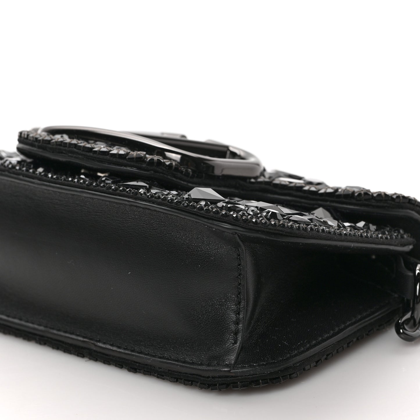 Crystal Nappa Monochrome Vlogo Small Loco Shoulder Bag Black