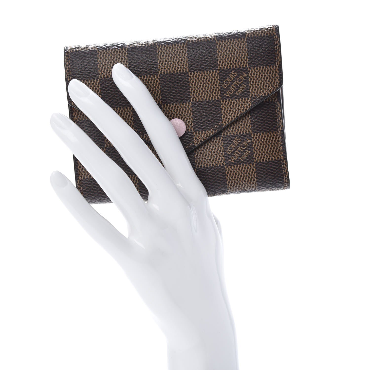 Louis Vuitton Damier Ebene Victorine Wallet Rose Ballerine 2 of 8