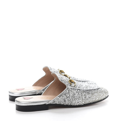 Gucci Glitter Womens Princetown Slippers 35 Silver 4 of 9
