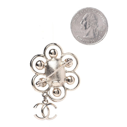 Chanel Crystal Pearl Crystal Blossom CC Brooch Black Gold 2 of 8