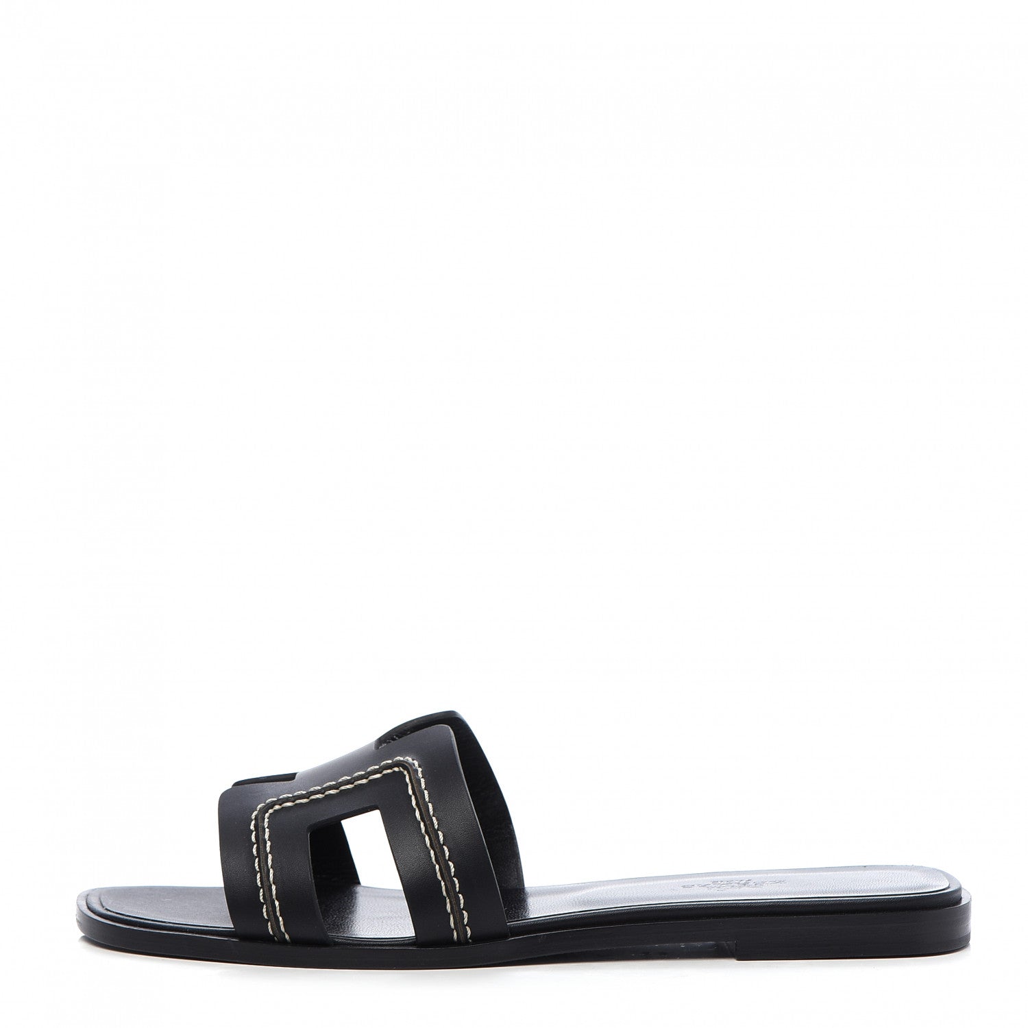 Hermes Calfskin Pique Oran Sandals 39 Black 1 of 9