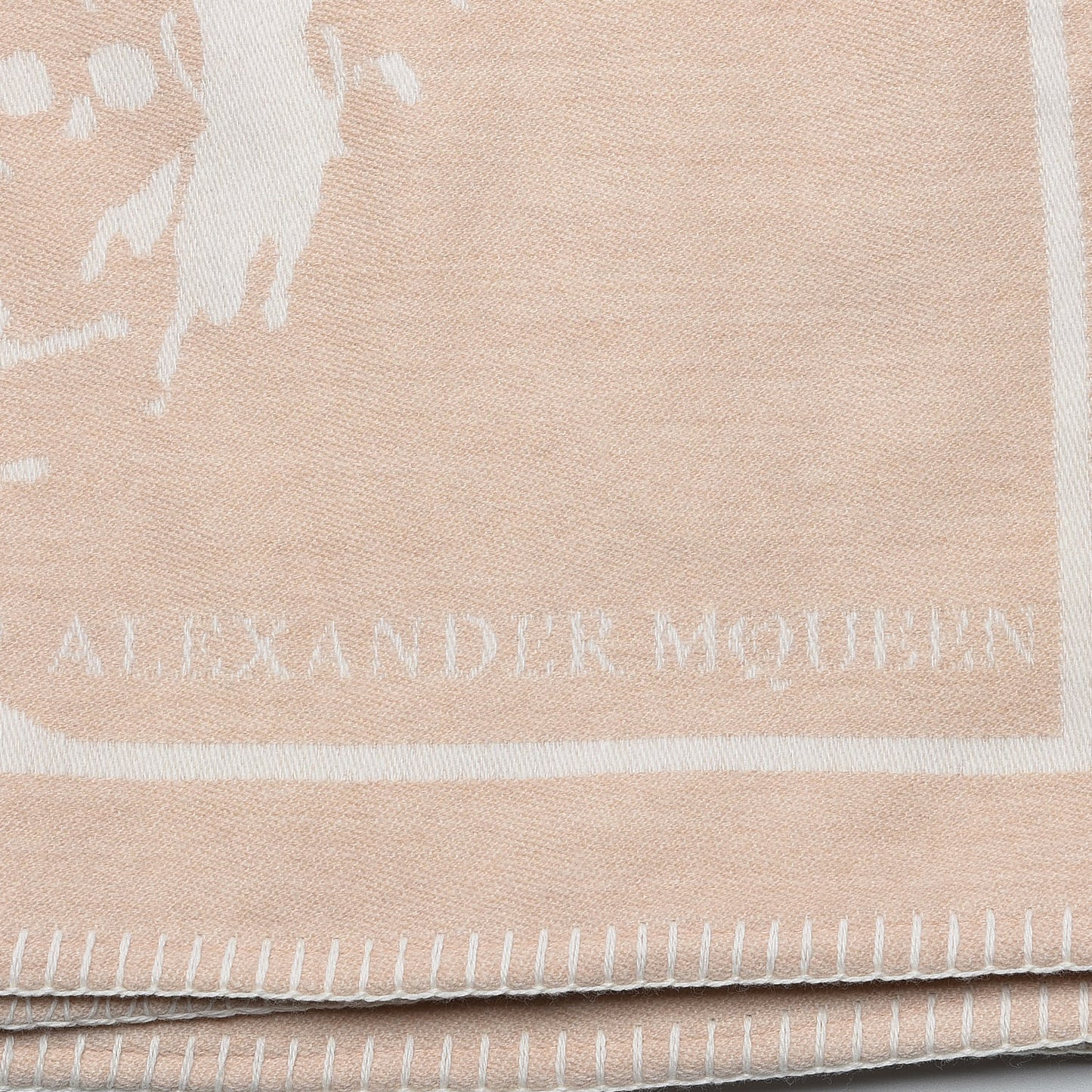 Wool Cashmere Roses Skull Blanket Ivory Havana Beige