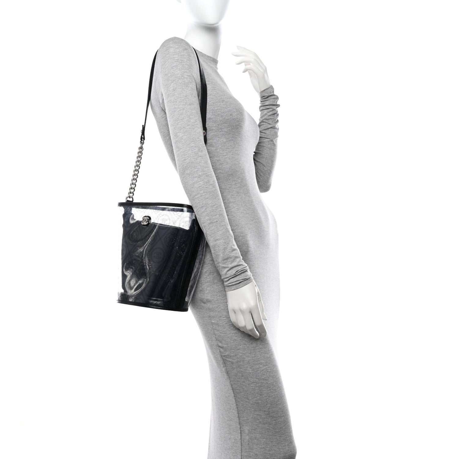 Chanel Crumpled Calfskin PVC Bucket Bag Black 2 of 11
