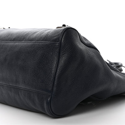 Balenciaga Chevre Silver Metallic Edge Hardware Velo Bleu Nuit Dark Sea 9 of 9