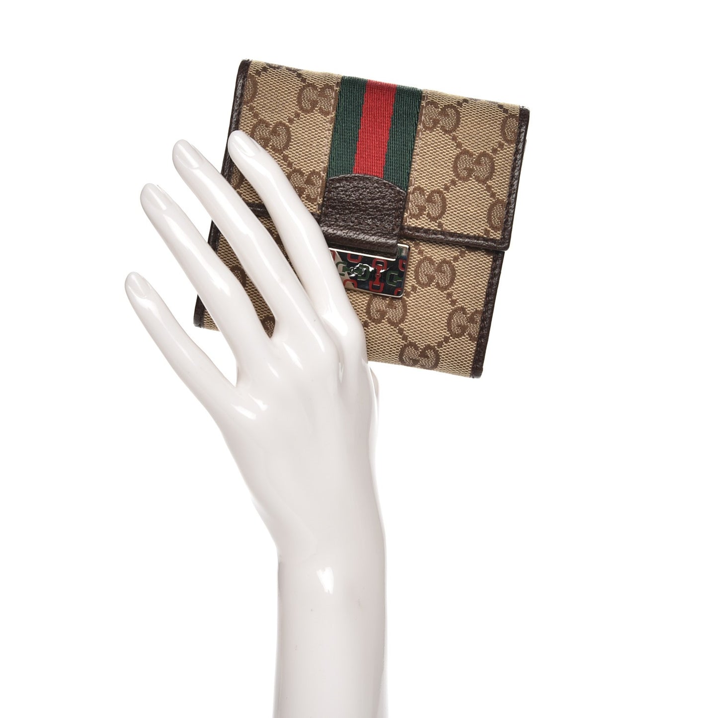 Monogram Web Compact Wallet Dark Brown