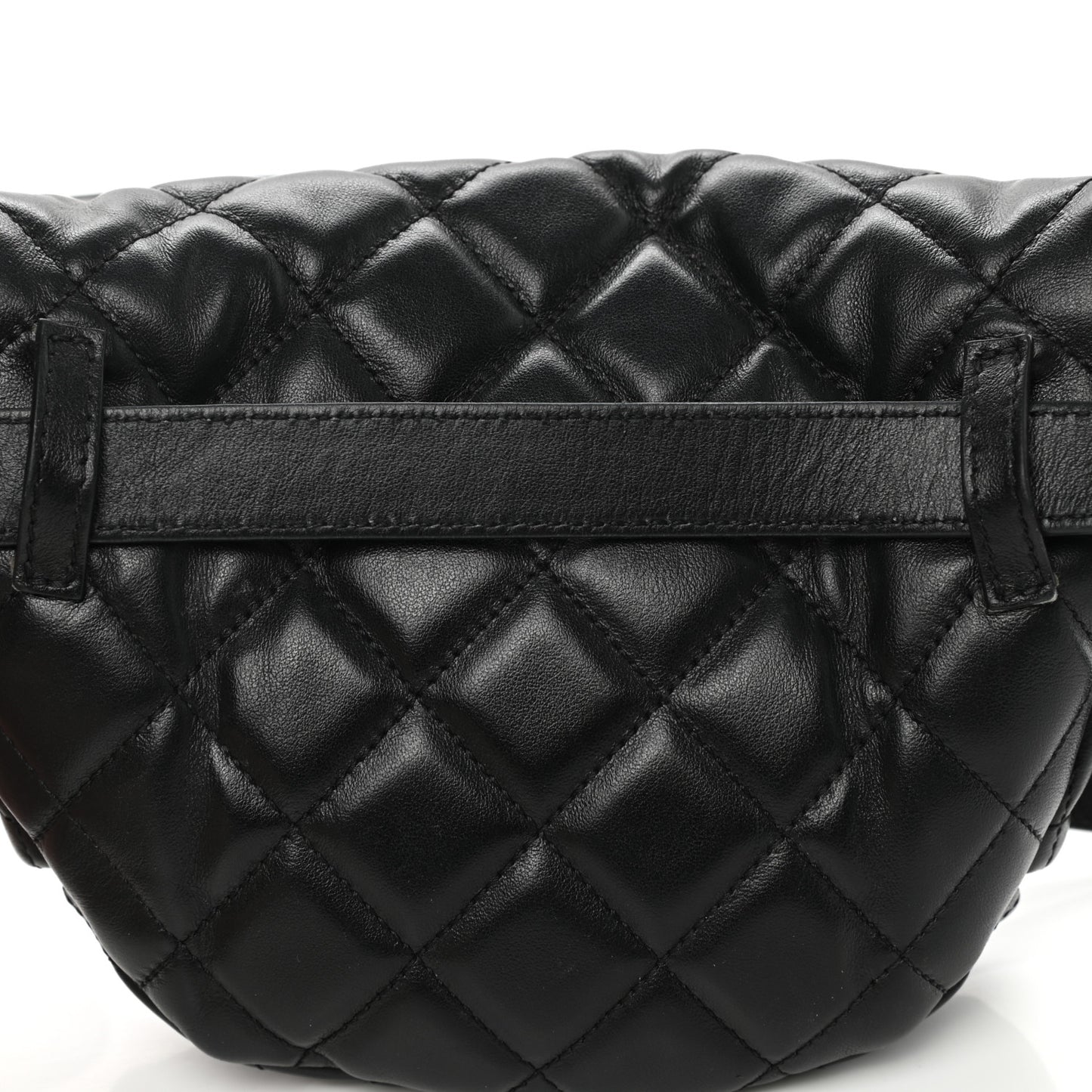 Lambskin Quilted Waist Belt Bag Black