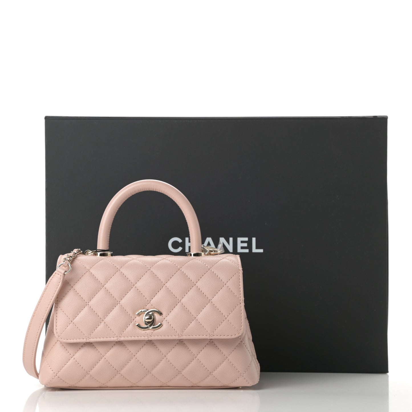 Caviar Quilted Mini Coco Handle Flap Light Pink