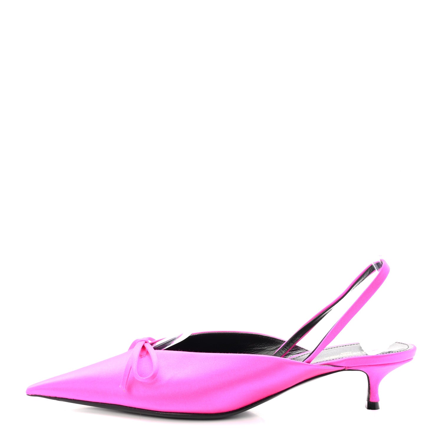 Balenciaga Satin Pointed Toe Knife Slingback 40mm Mules 37.5 Rose Fuchsia 1 of 9