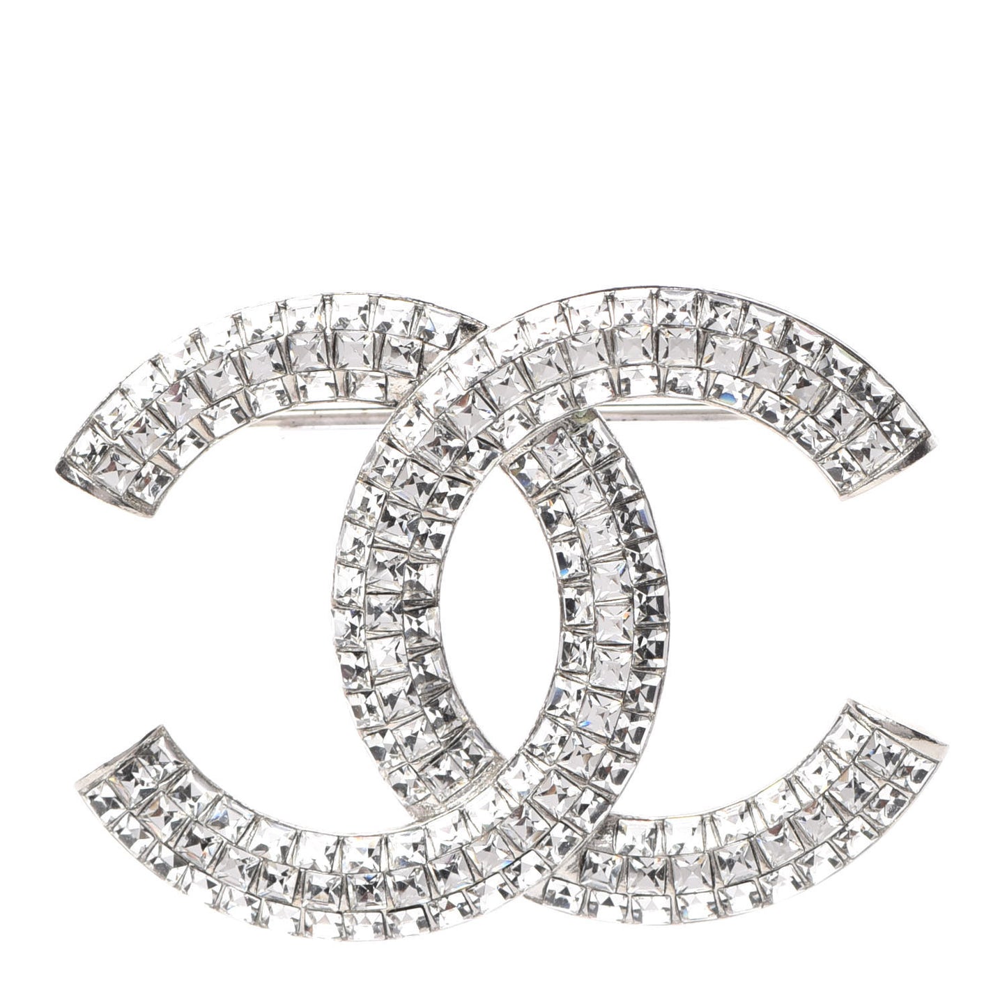 Baguette Crystal CC Brooch Silver