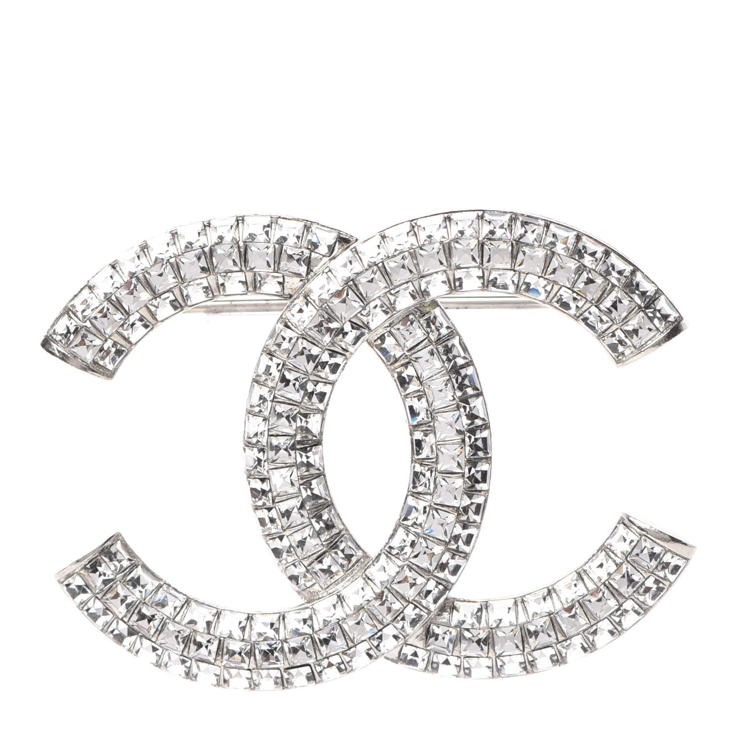 Chanel Baguette Crystal CC Brooch Silver 1 of 5