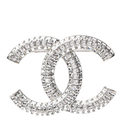 Chanel Baguette Crystal CC Brooch Silver 1 of 5