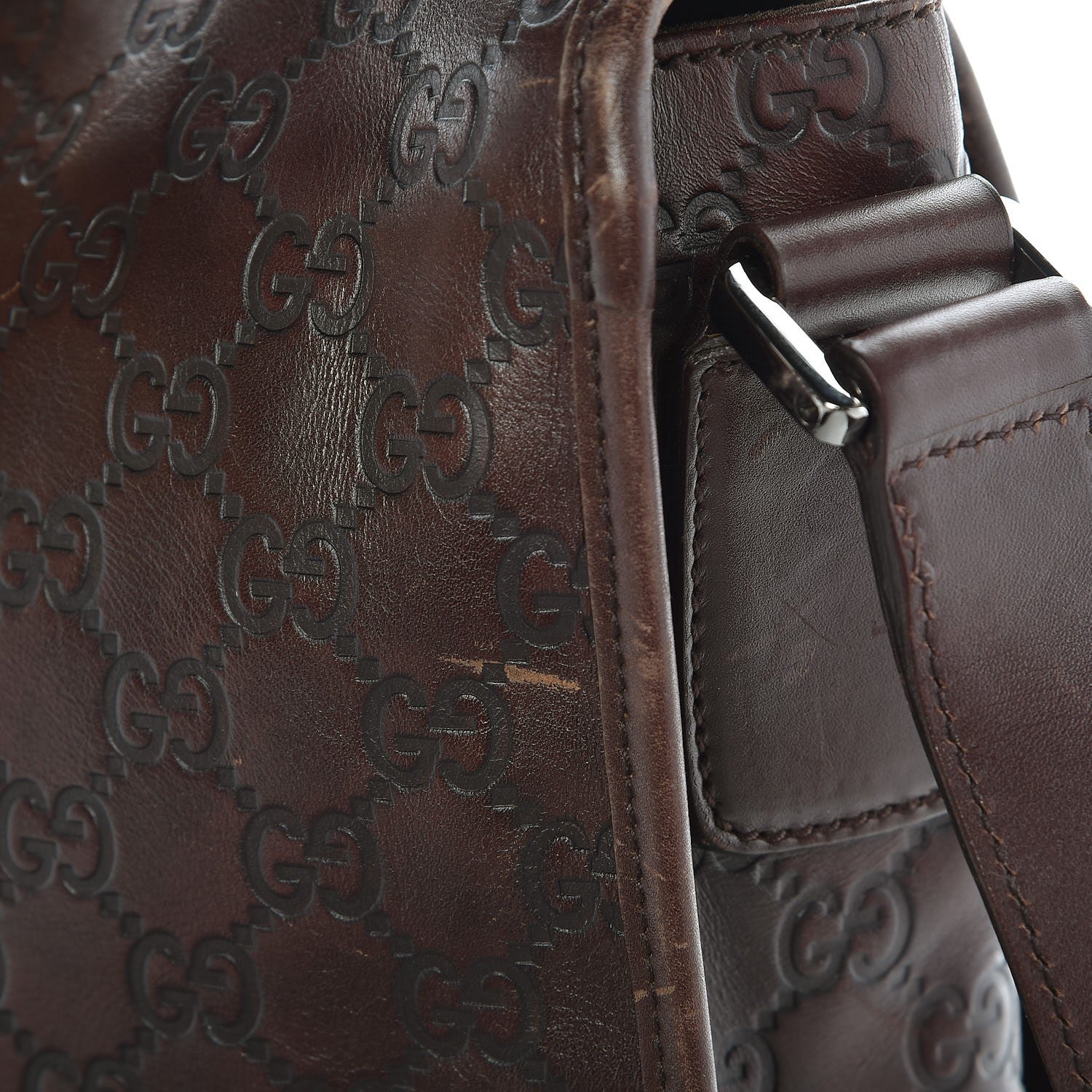 Gucci Guccissima Flap Messenger Bag Dark Brown 24 of 27