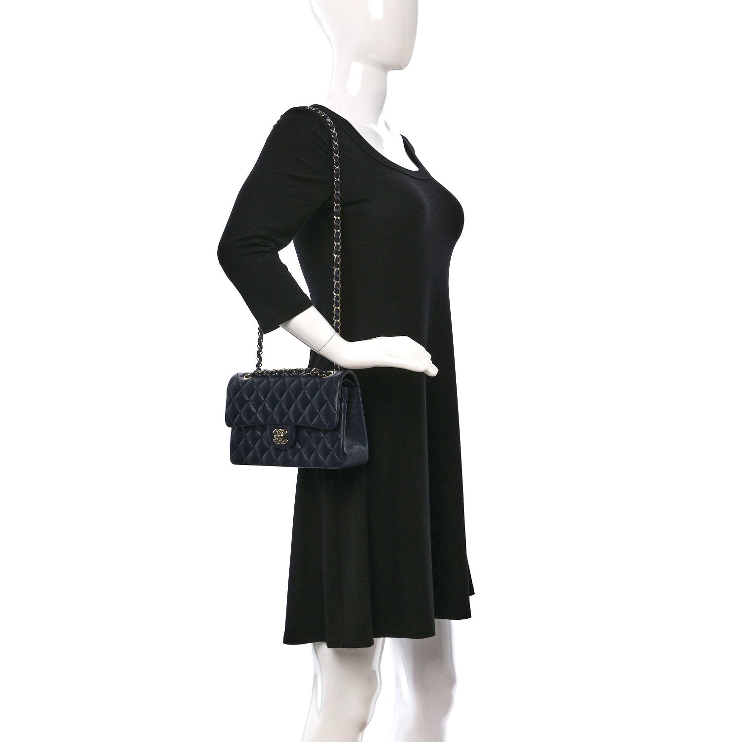 Chanel Caviar Quilted Small Double Flap Navy 2 of 9