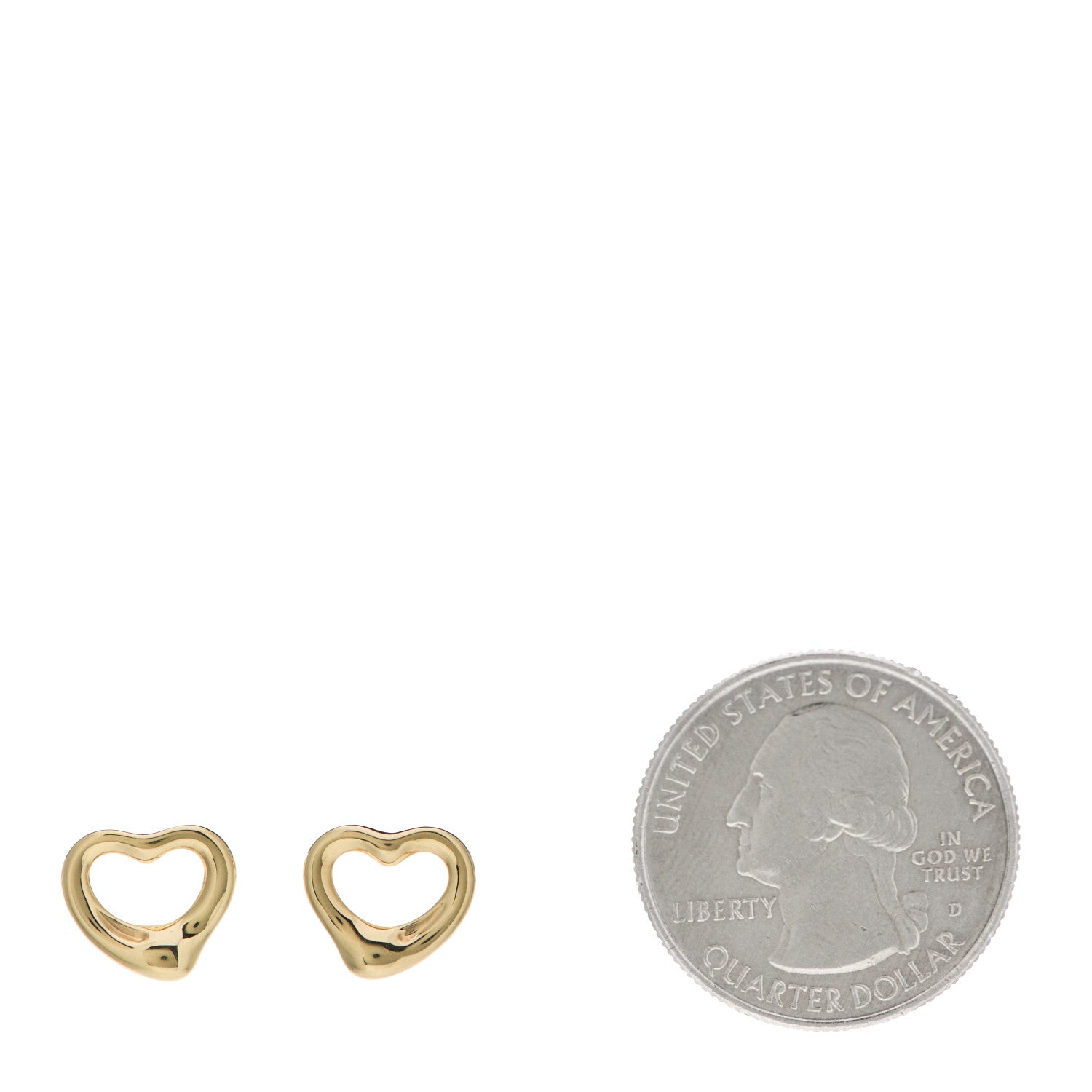 Tiffany 18K Yellow Gold 11mm Elsa Peretti Open Heart Earrings 2 of 4