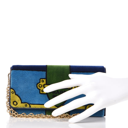 Prada Velvet Cahir Chain Wallet Azzurro 2 of 9