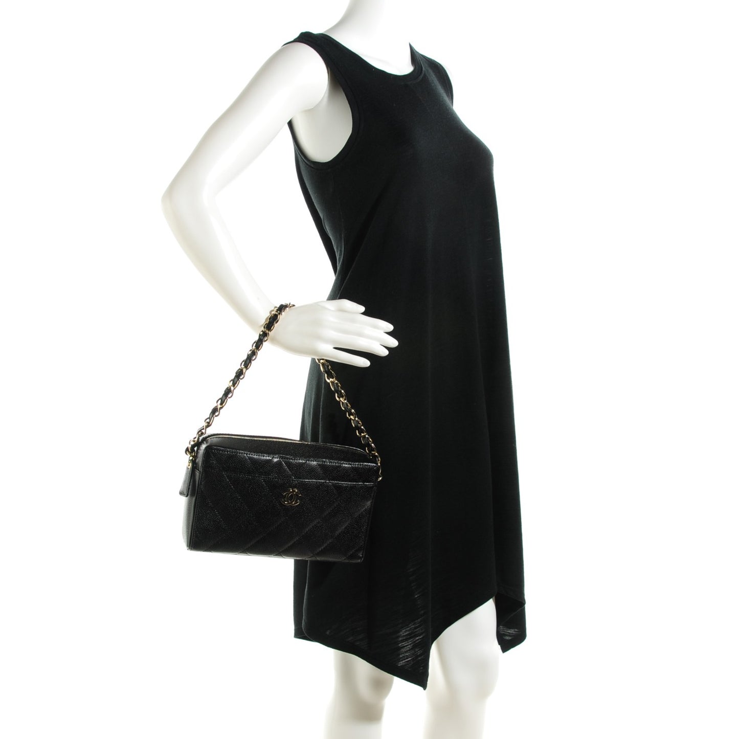 Caviar Quilted Camera Bag Black