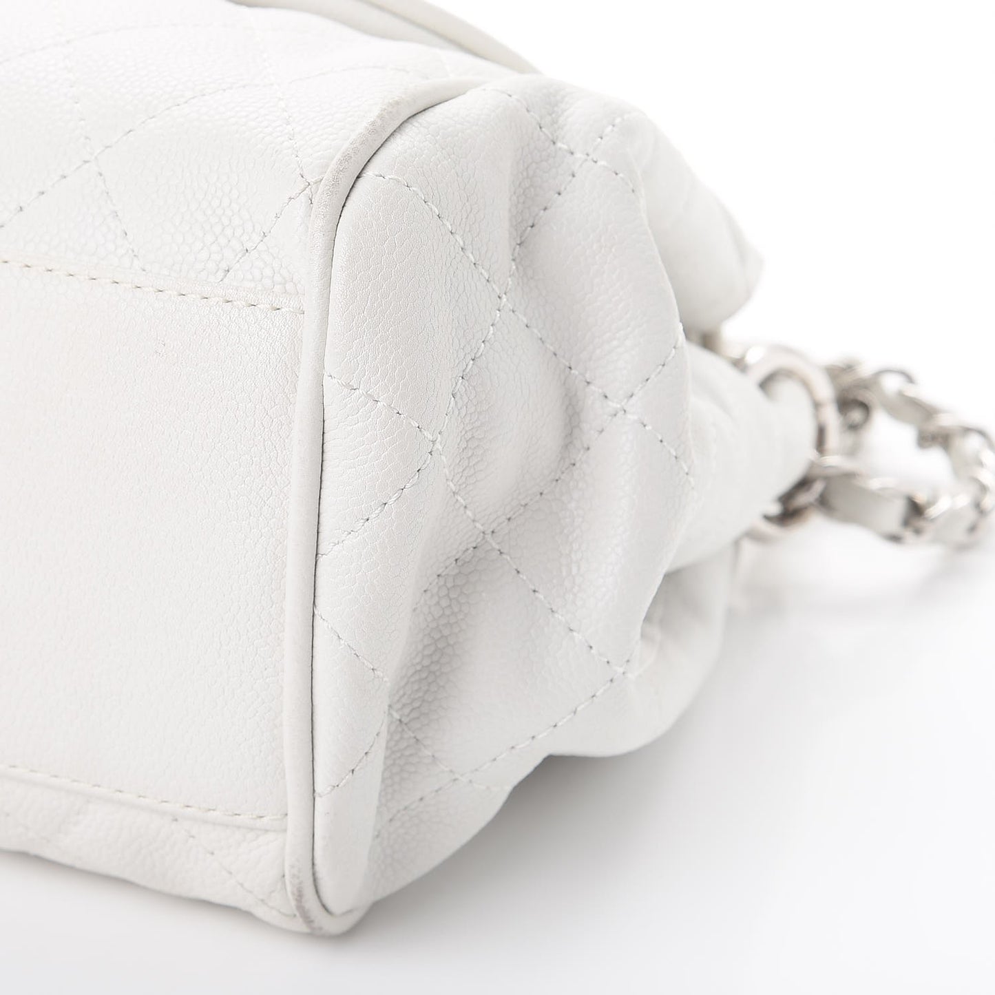 Caviar Quilted Timeless Accordion Flap White