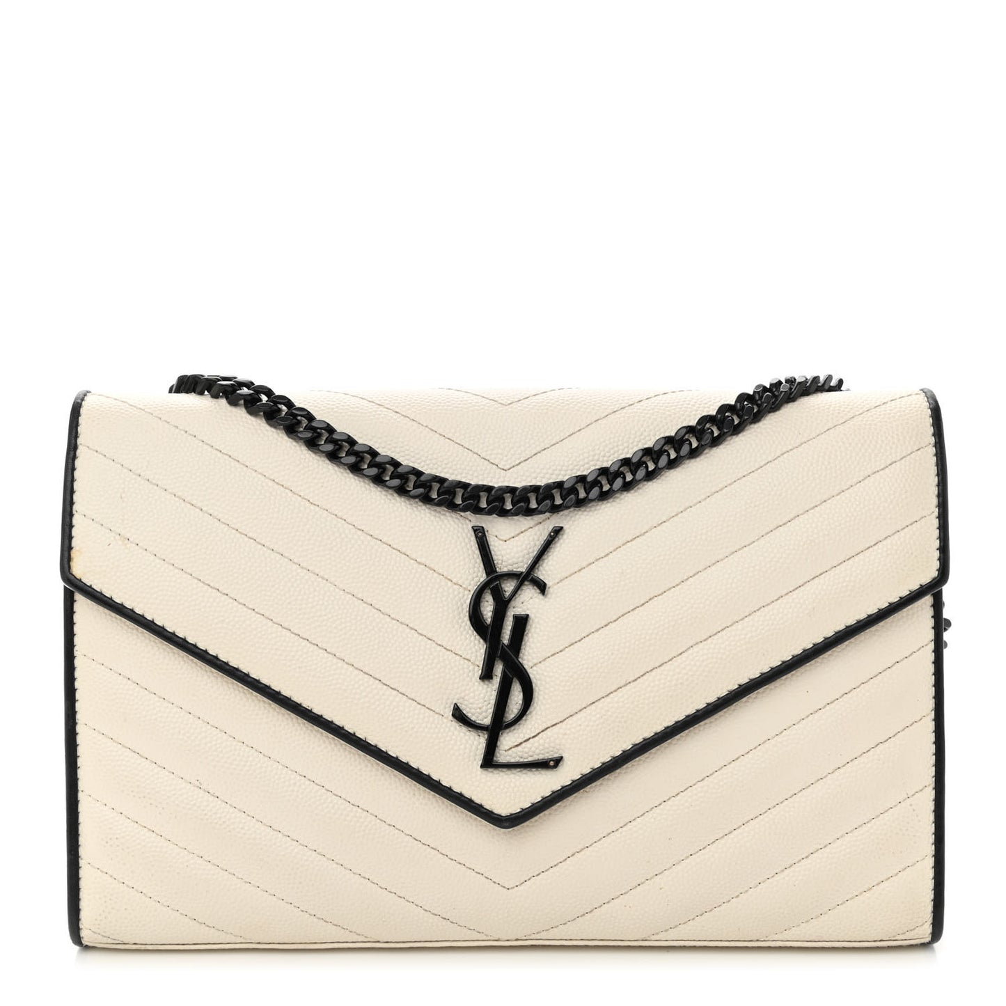 Grain De Poudre Matelasse Monogram Chain Wallet White Black