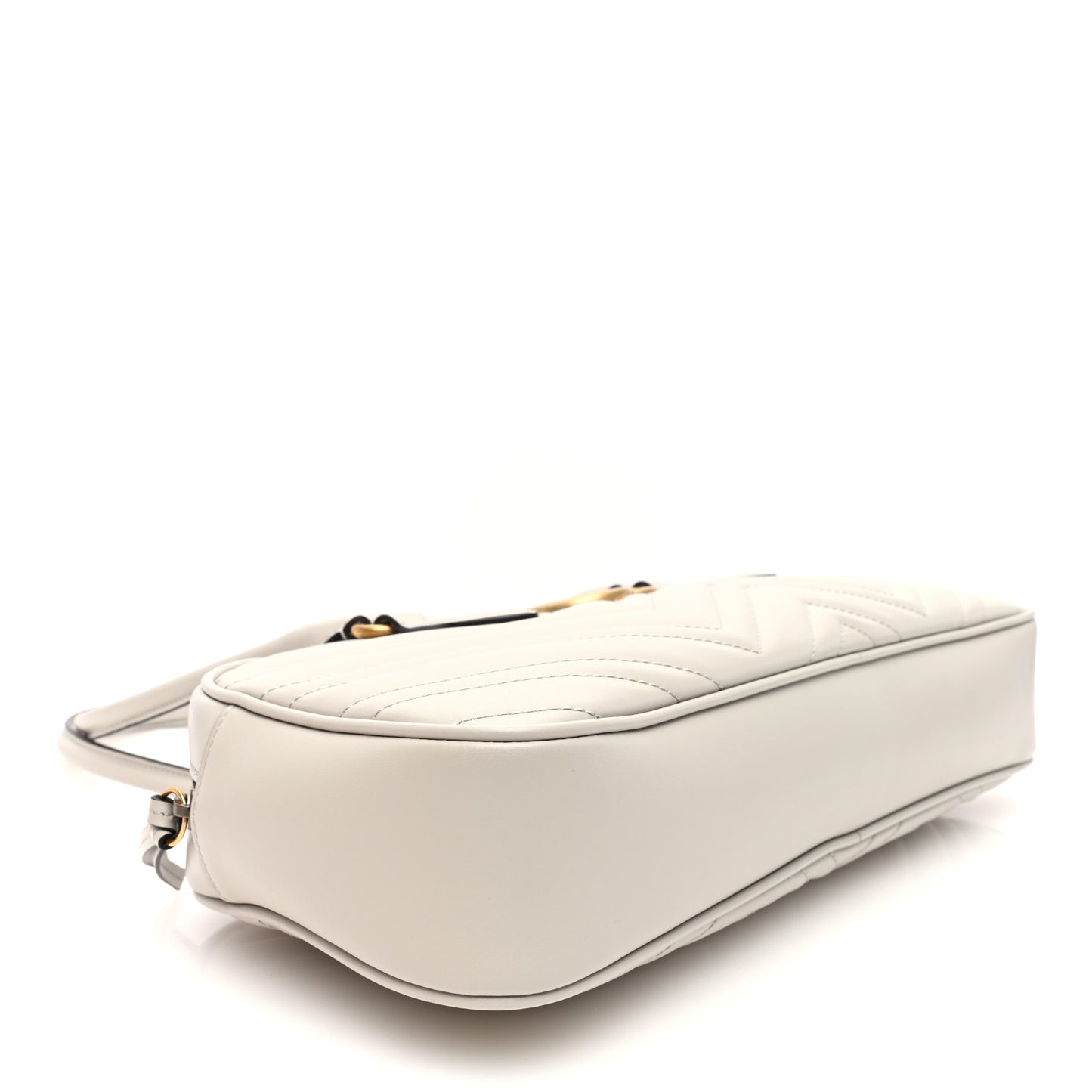 Calfskin Matelasse Medium GG Marmont East West Shoulder Bag Mystic White
