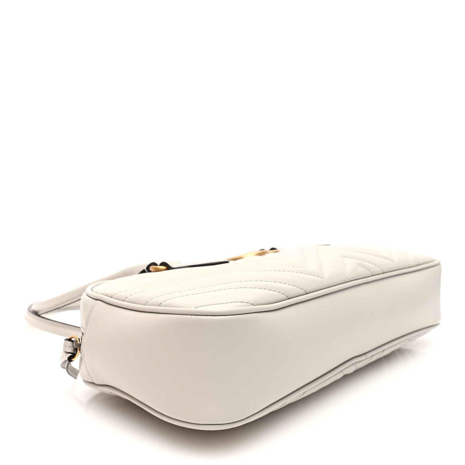 Gucci Calfskin Matelasse Medium GG Marmont East West Shoulder Bag Mystic White 4 of 10