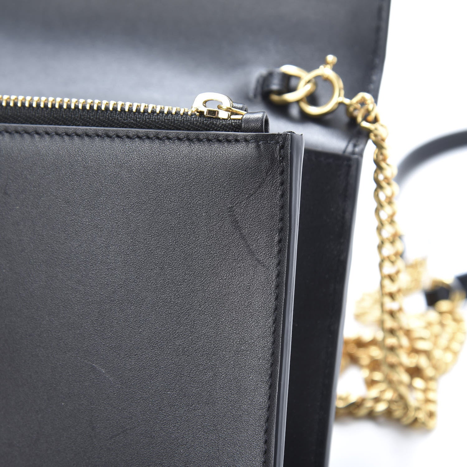 Saint Laurent Smooth Calfskin Classic Monogram Kate Tassel Chain Wallet Black 14 of 14