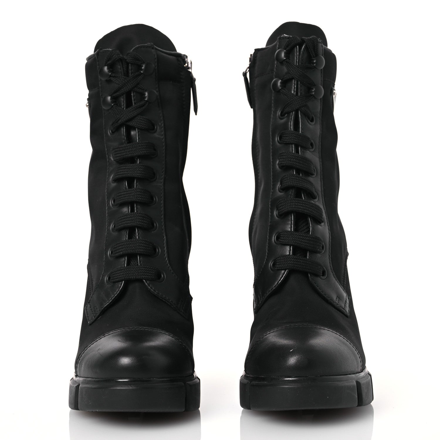 Prada Spazzolato Re-Nylon Metal Triangle Logo 110mm Ankle Boots 37.5 Black 2 of 13