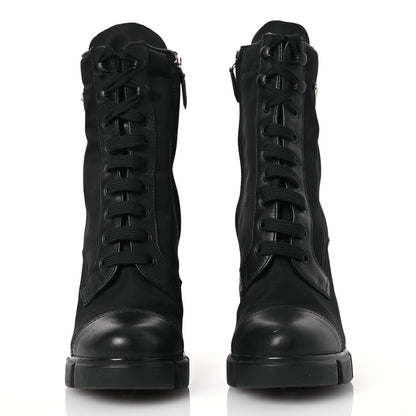 Prada Spazzolato Re-Nylon Metal Triangle Logo 110mm Ankle Boots 37.5 Black 2 of 13