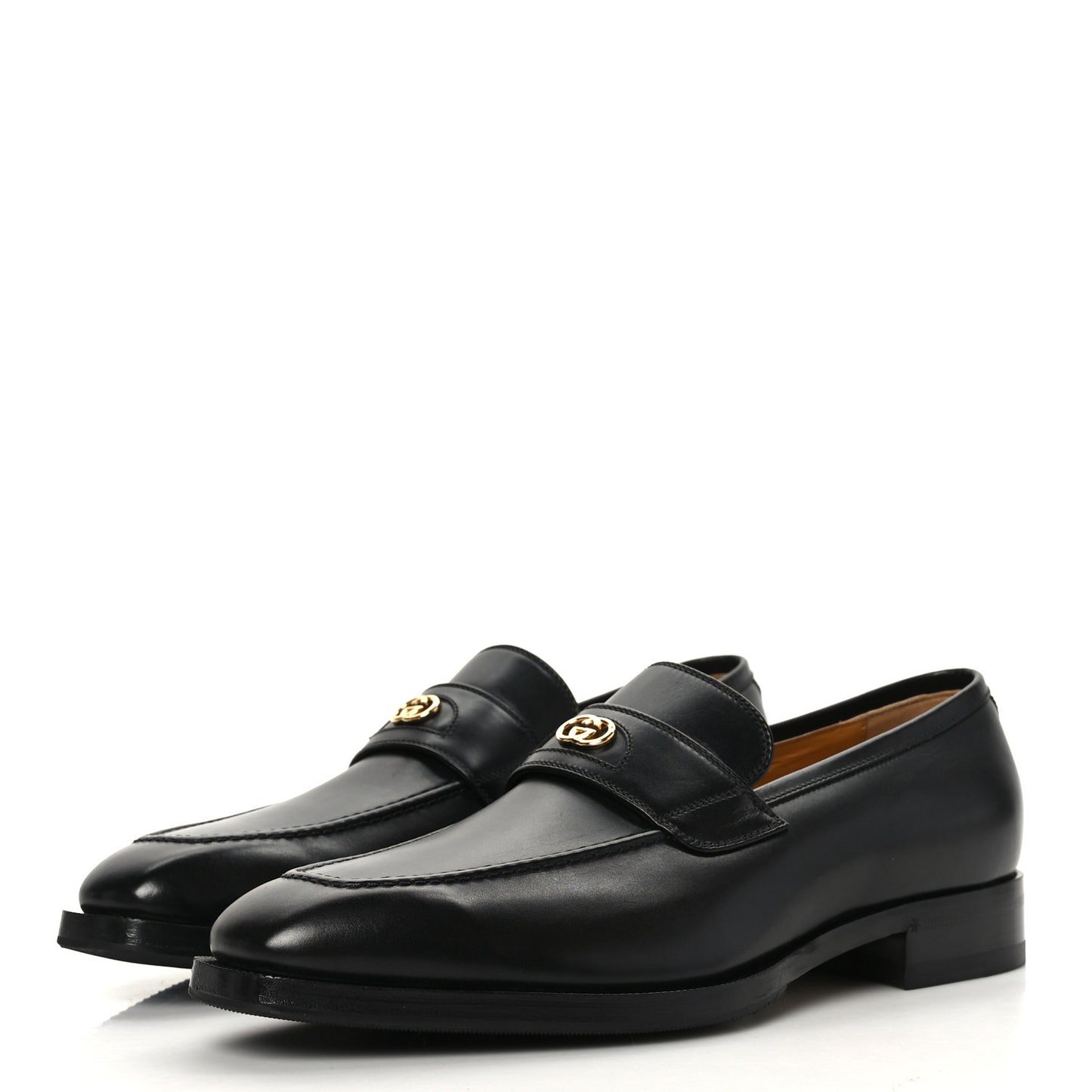 Calfskin Mens Interlocking Loafer 7.5 Black