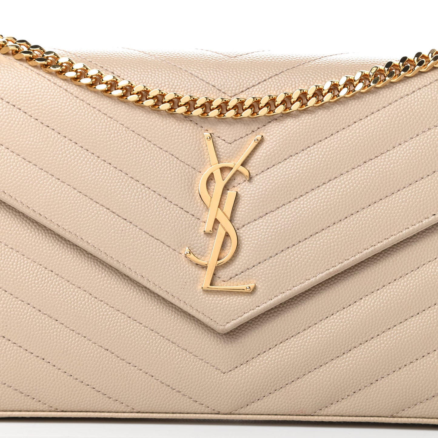 Grain De Poudre Matelasse Chevron Monogram Chain Wallet Nude Powder