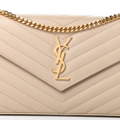 Saint Laurent Grain De Poudre Matelasse Chevron Monogram Chain Wallet Nude Powder 9 of 14