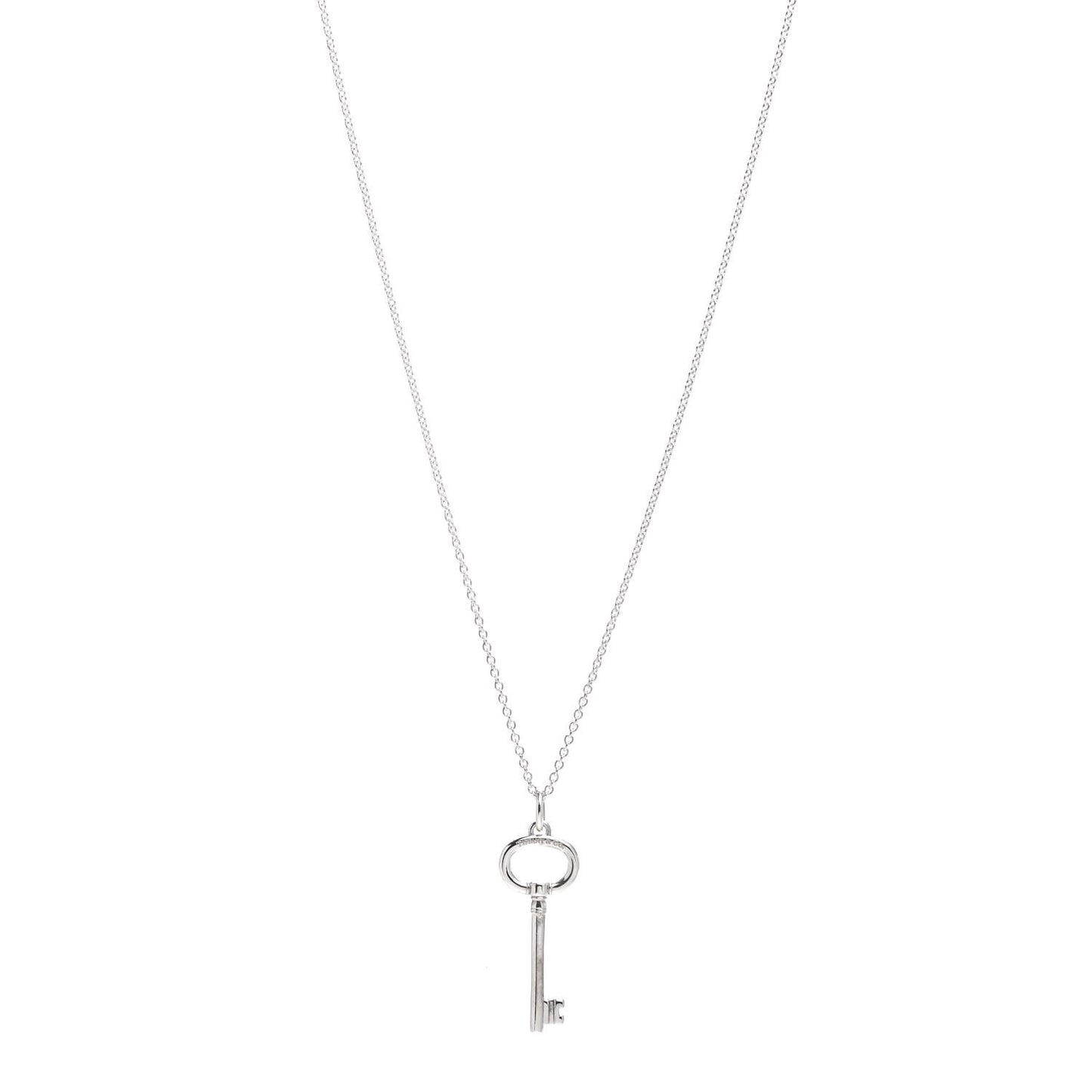 Sterling Silver Oval Key Pendant Necklace
