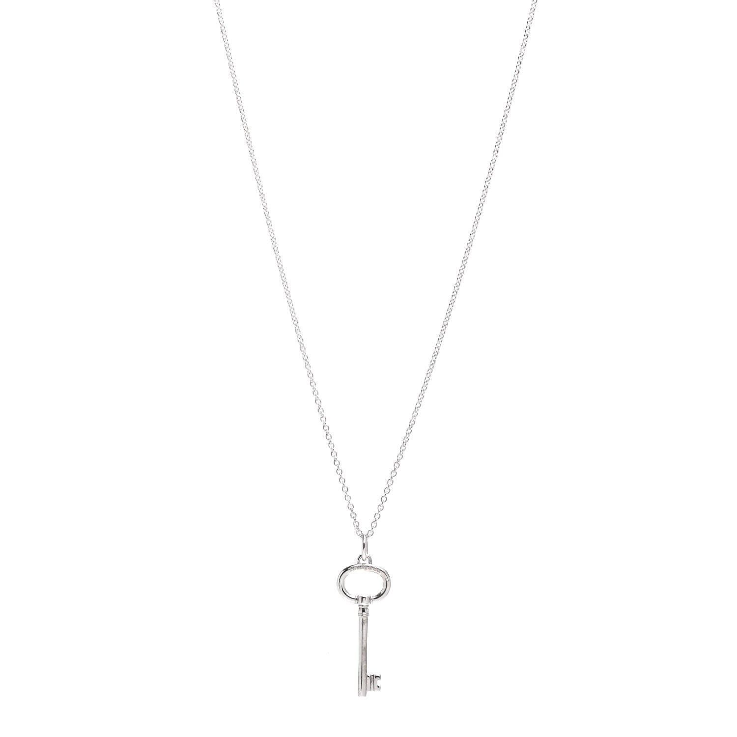 Tiffany Sterling Silver Oval Key Pendant Necklace 1 of 4