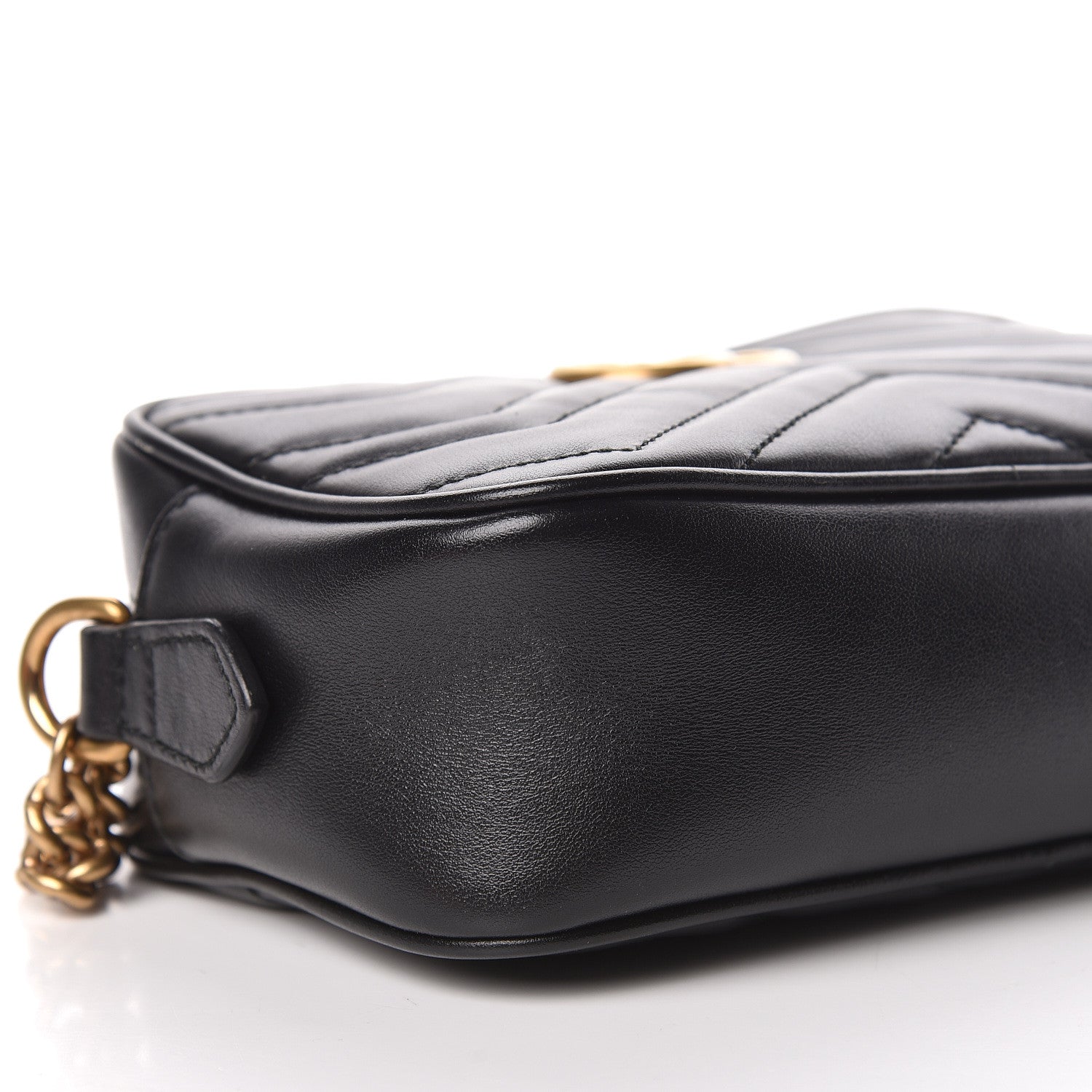 Gucci Calfskin Matelasse Mini GG Marmont Chain Shoulder Bag Black 10 of 11