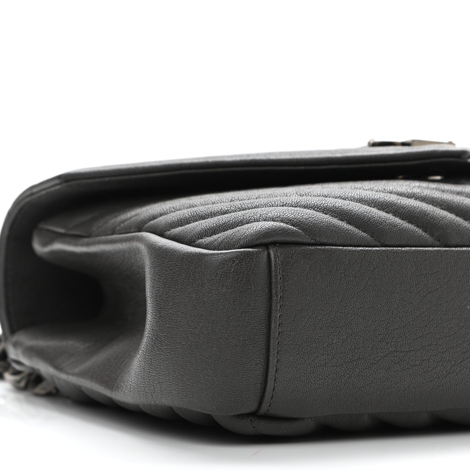 Saint Laurent Sheepskin Matelasse Chevron Monogram Medium College Bag Asphalt 8 of 9