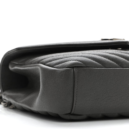 Saint Laurent Sheepskin Matelasse Chevron Monogram Medium College Bag Asphalt 8 of 9