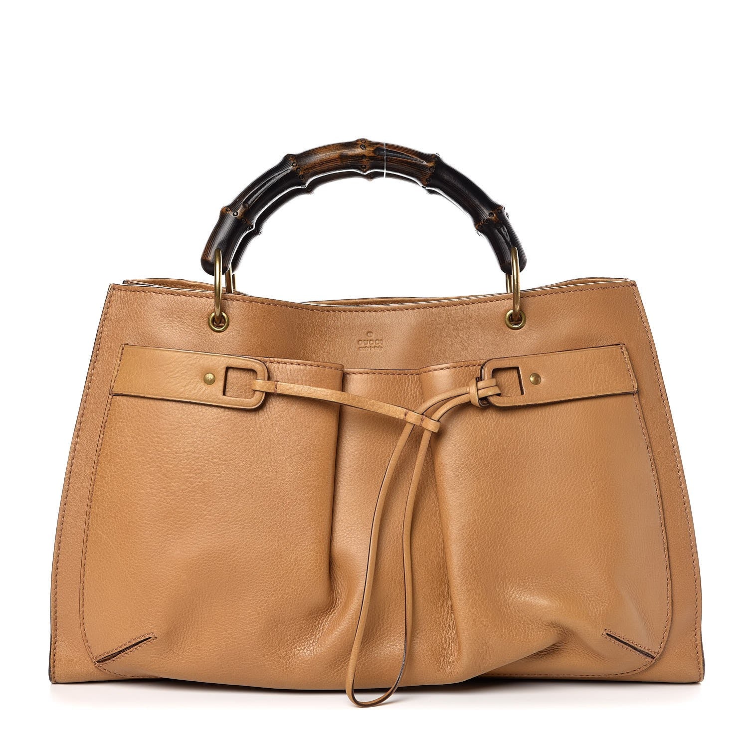 Gucci Calfskin Bamboo Handle Tote Tan 1 of 7