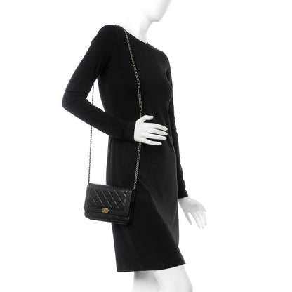Chanel Caviar Quilted Boy Wallet On Chain WOC Black 2 of 8