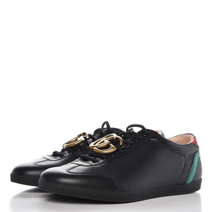 Gucci Calfskin Metallic Ayers Mens Bambi GG Sneakers 7.5 Black Red Flame Verde 3 of 9