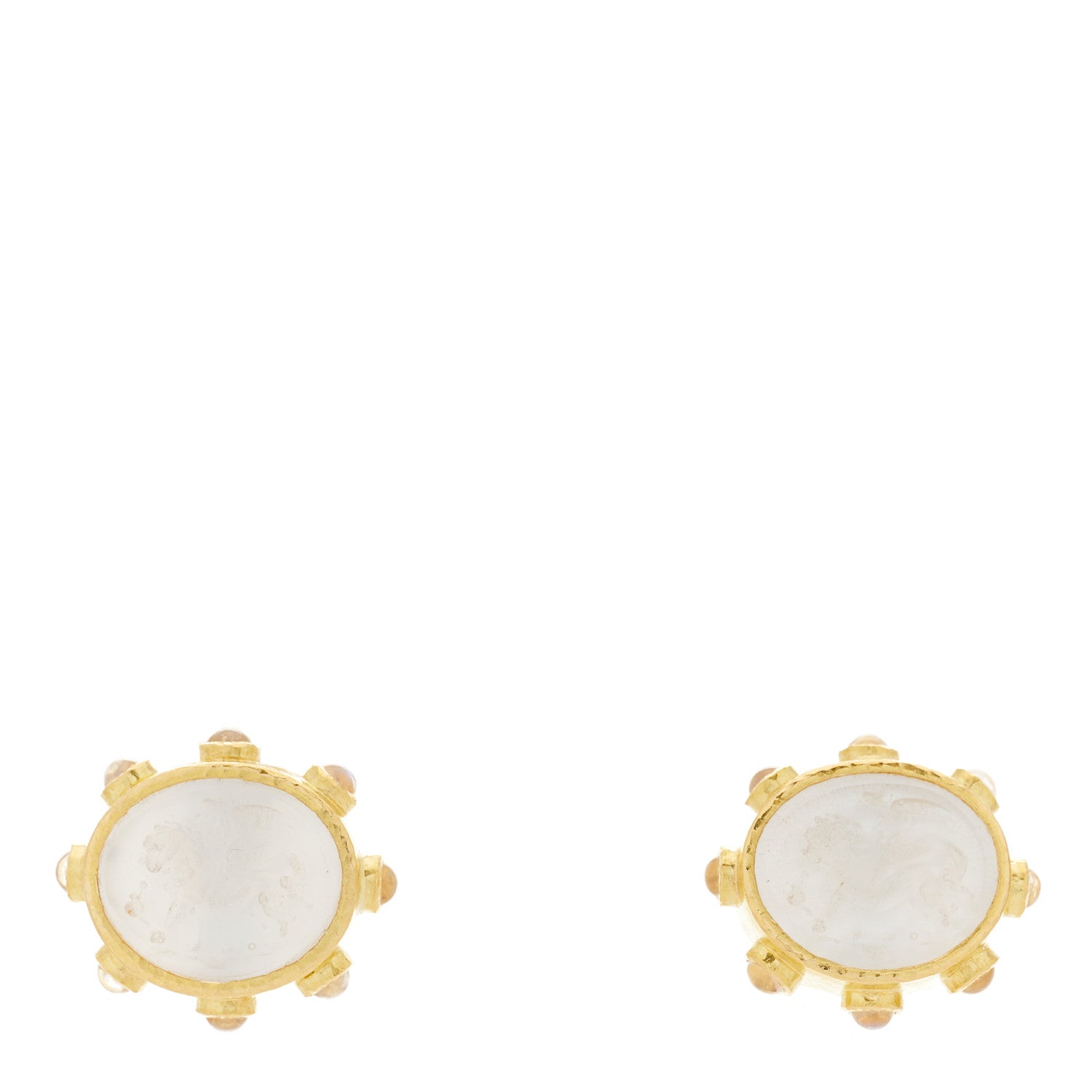 Elizabeth Locke 19K Yellow Gold Venetian Glass Moonstone Clip On Earrings 1 of 4