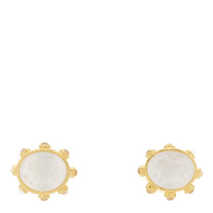 Elizabeth Locke 19K Yellow Gold Venetian Glass Moonstone Clip On Earrings 1 of 4