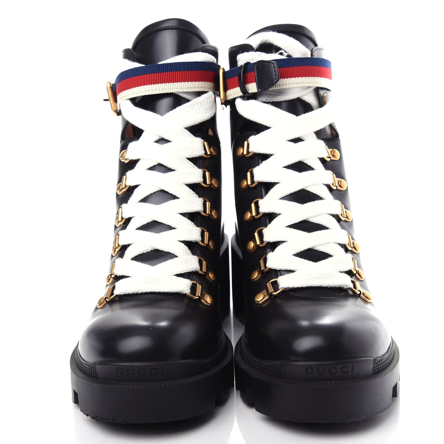 Calfskin Womens Sylvie Web Lace Up Combat Boots 40 Black