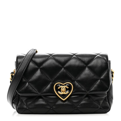 Chanel Lambskin Plexiglass Quilted Coco Love Flap Black 1 of 10
