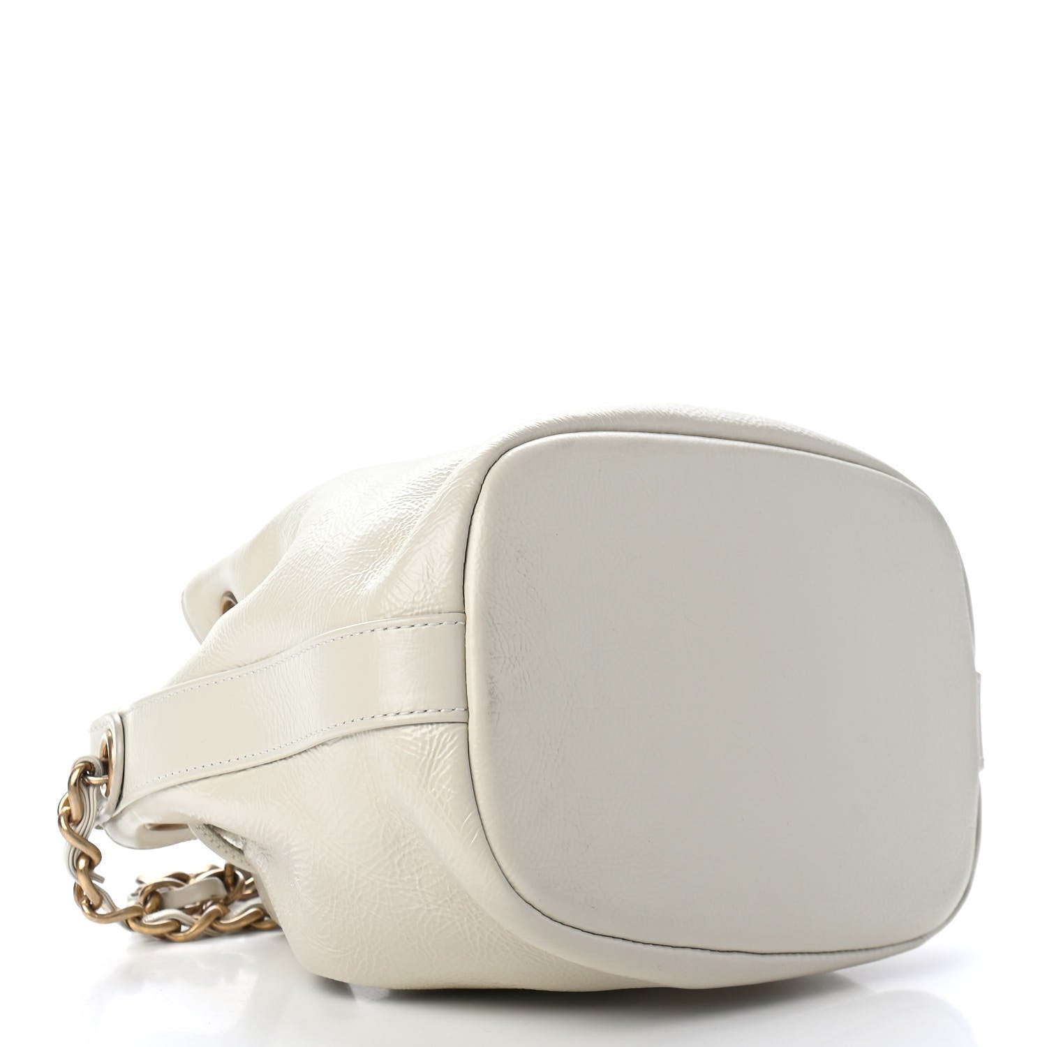 Chanel Shiny Aged Calfskin CC Chain Mini Drawstring Bag White 3 of 4