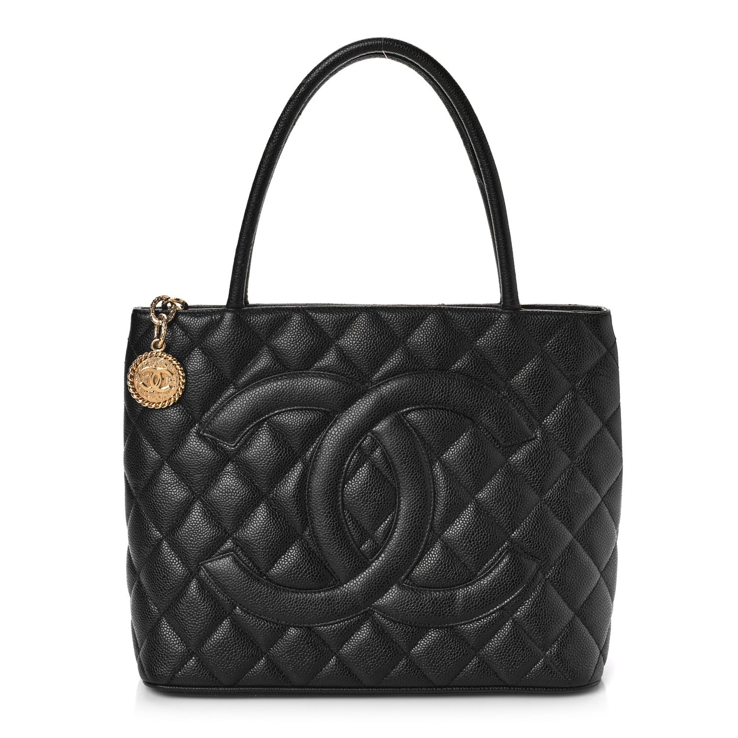 Caviar Quilted Medallion Tote Black