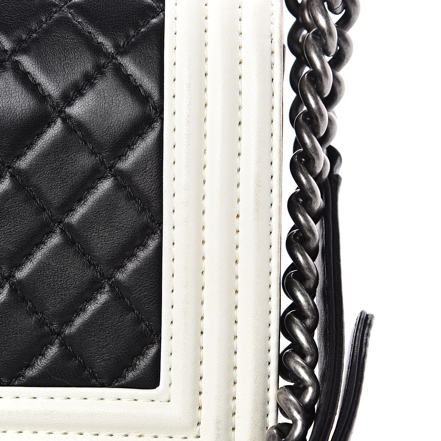 Chanel Lambskin Quilted Medium Boy Flap Black White 12 of 16