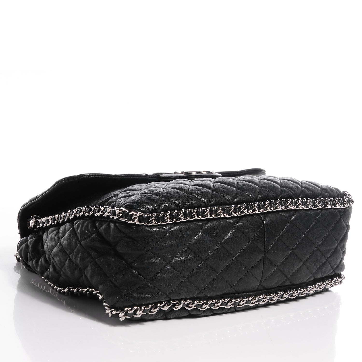 Chanel Washed Lambskin Chain Around Maxi Flap Bag Black 4 of 7