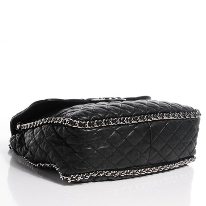 Chanel Washed Lambskin Chain Around Maxi Flap Bag Black 4 of 7