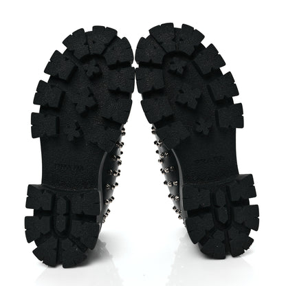 Prada Spazzolato Rois Studded Lace Up Monolith 55mm Derby Loafers 39.5 Black 7 of 8